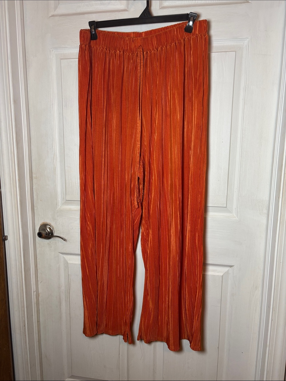 SHEIN Burnt Orange Pleated Wide-Leg Pants